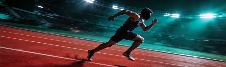 Athletic sprinter on running track