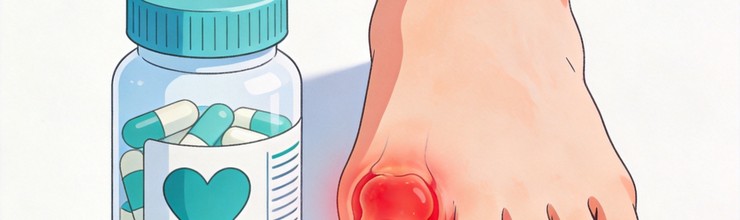 Blood pressure medication and gout inflammation illustration